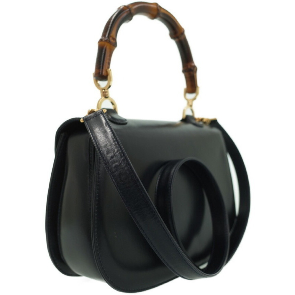 Gucci Shoulder Bag Leather Handbag Handle Bamboo Top
